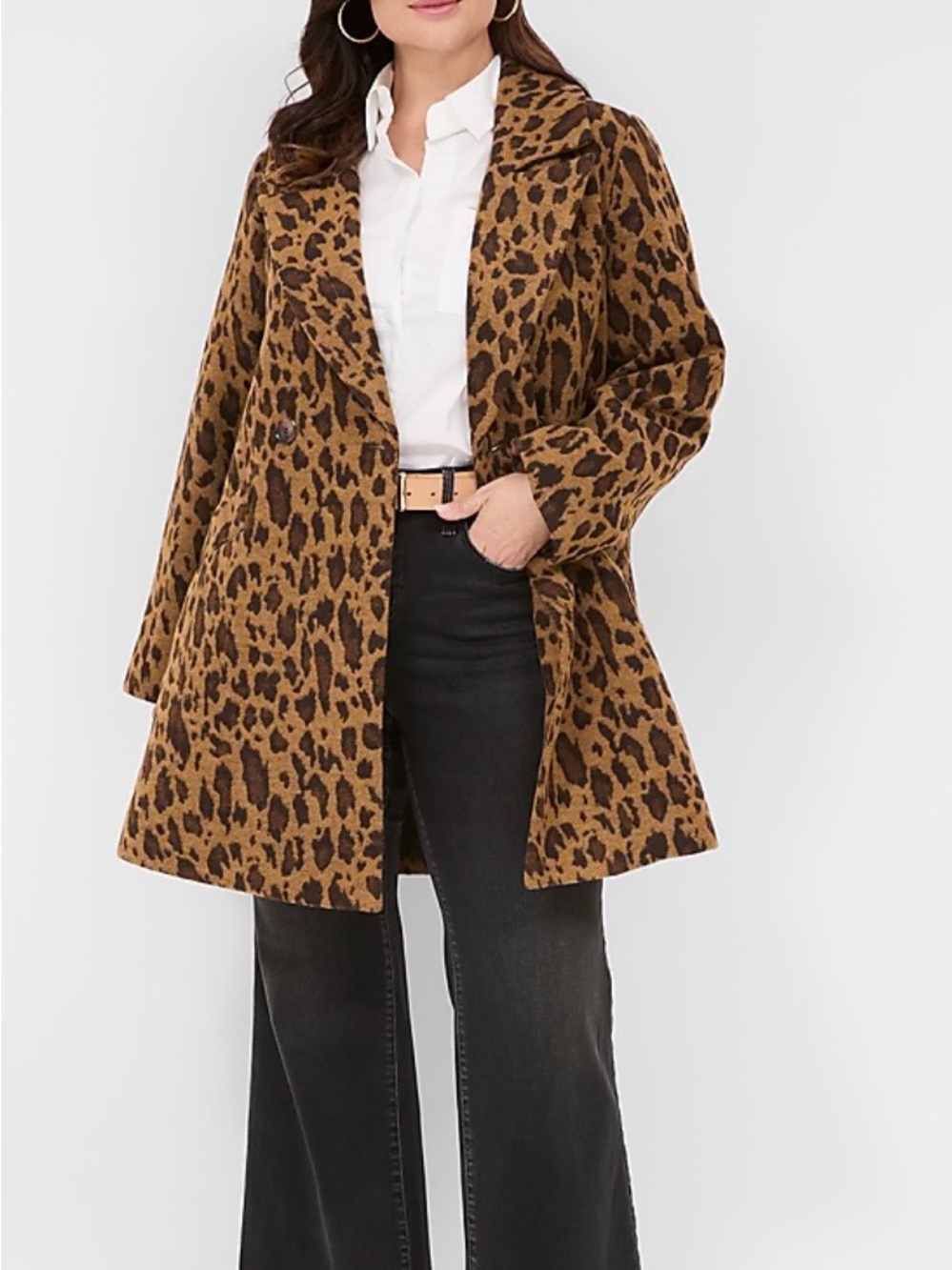 Lane Bryant Leopard Print Pea Coat - Brown/Black Sz 20 - Picture 10 of 15